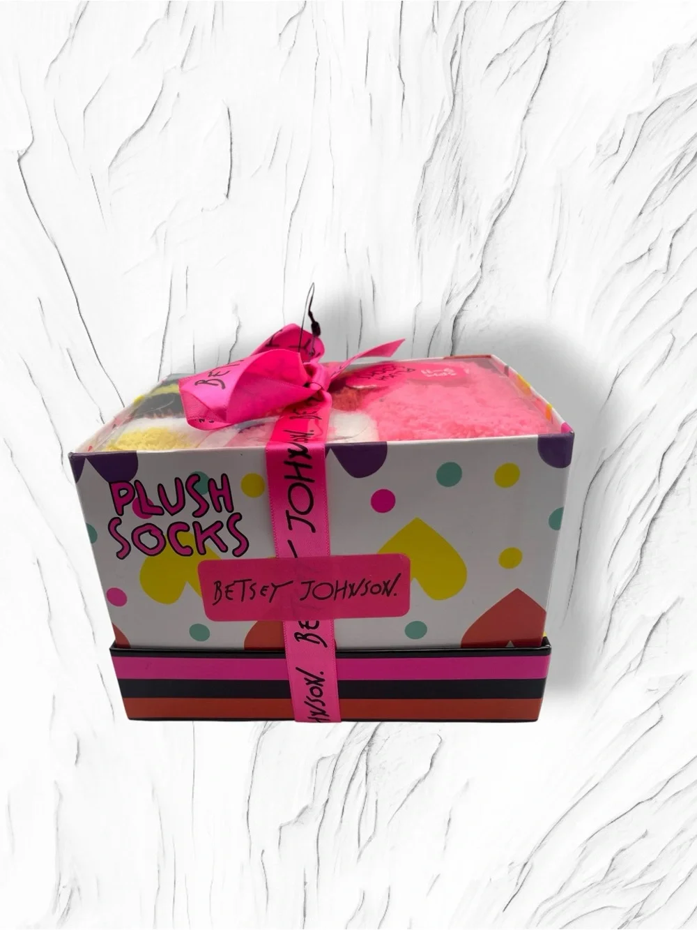 NWT Betsey Johnson 3 Pack Plush Cozy Socks Gift Box Set Multi